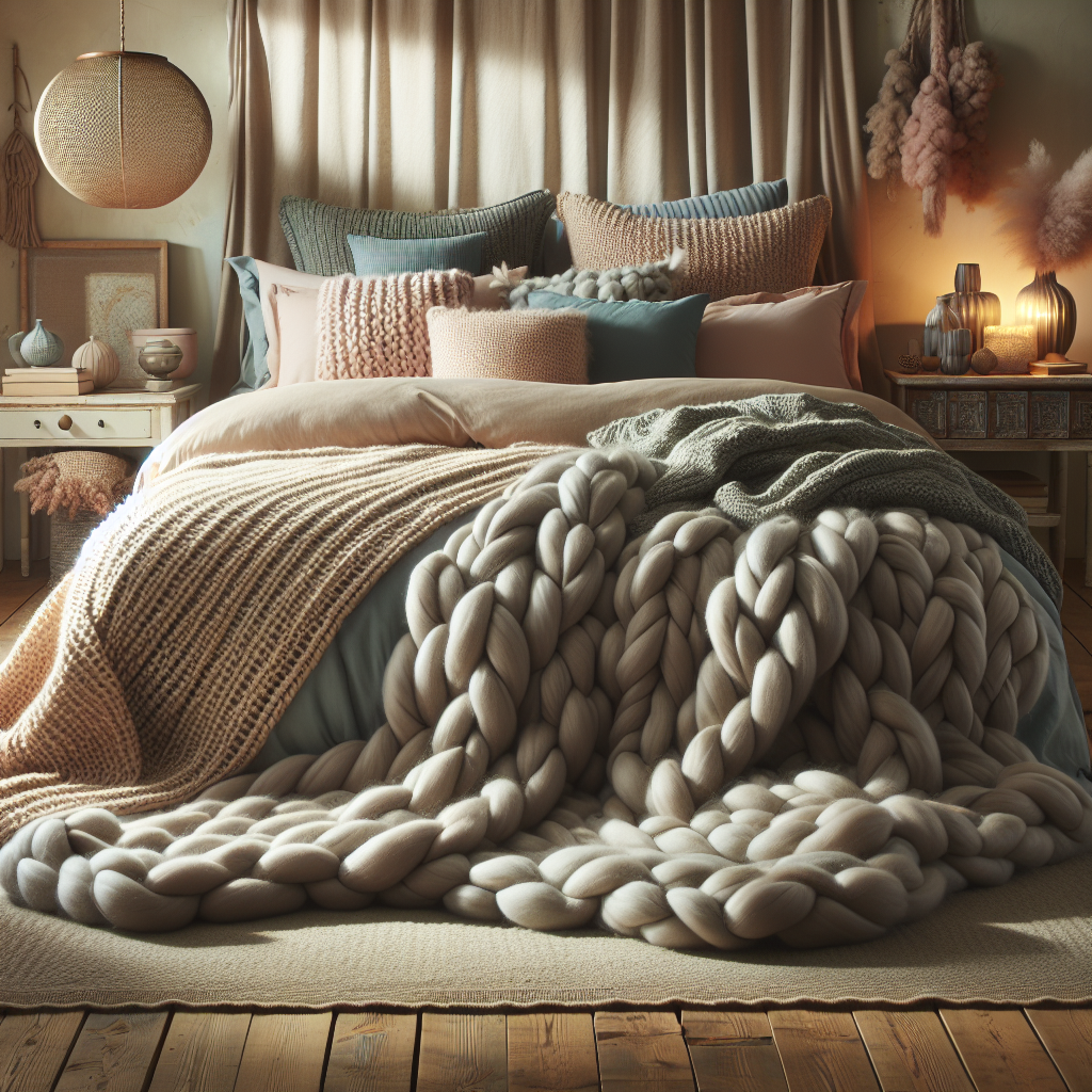 Top Bedding and Chunky Knit Blanket for Cozy Comfort